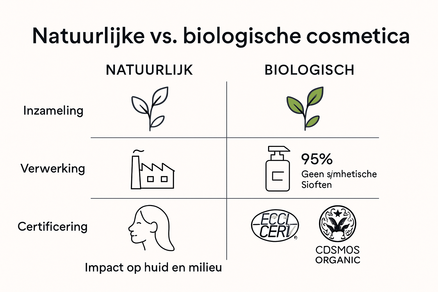 Vergelijking natuurlijke vs organische cosmetica infographic
