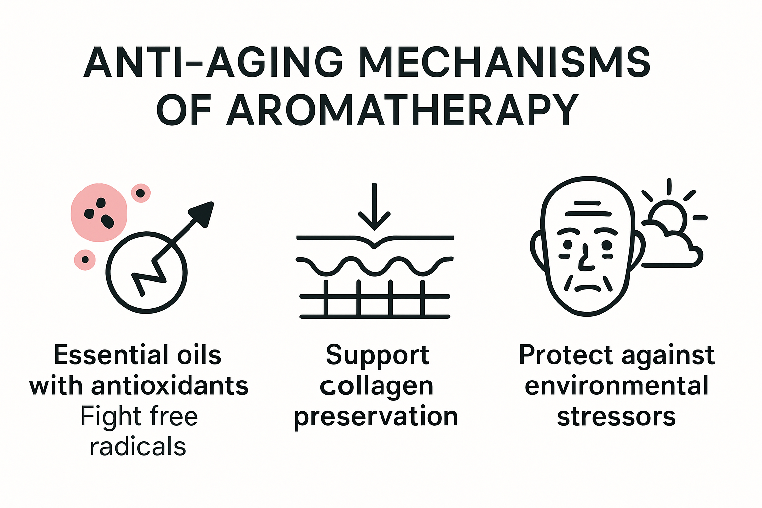 Infographic showing anti-aging effects of aromatherapy oils