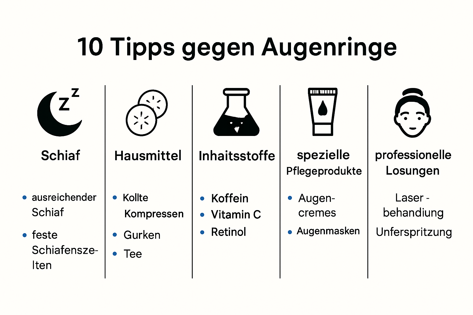 Infografik: Die 10 effektivsten Tipps gegen Augenringe auf einen Blick