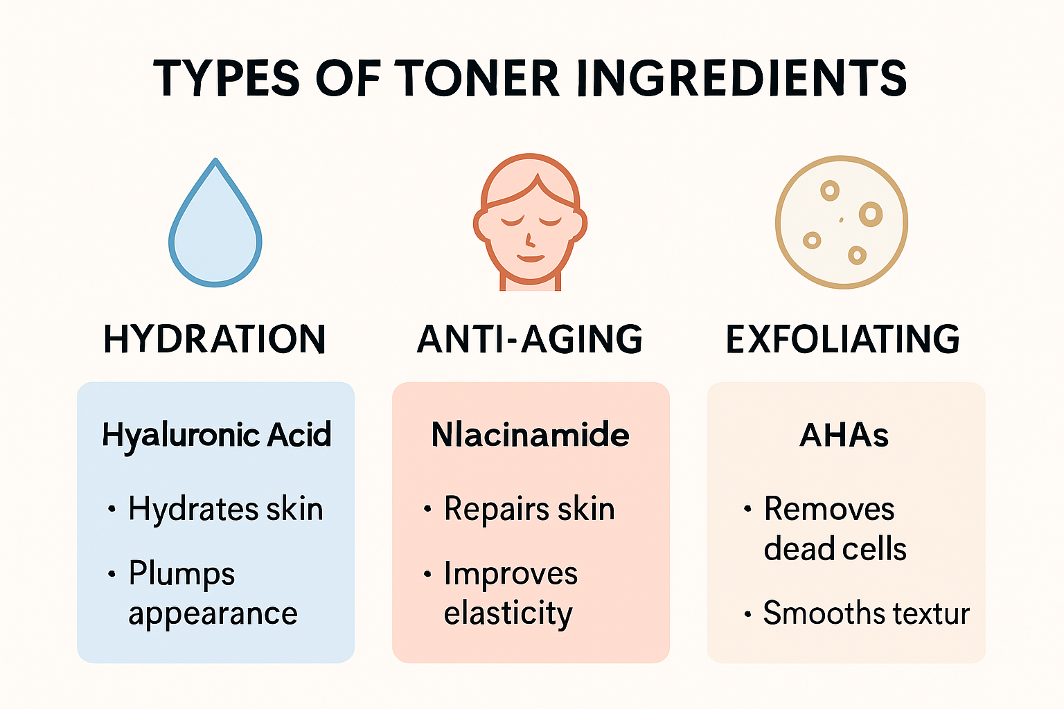 Skincare toner ingredient comparison infographic