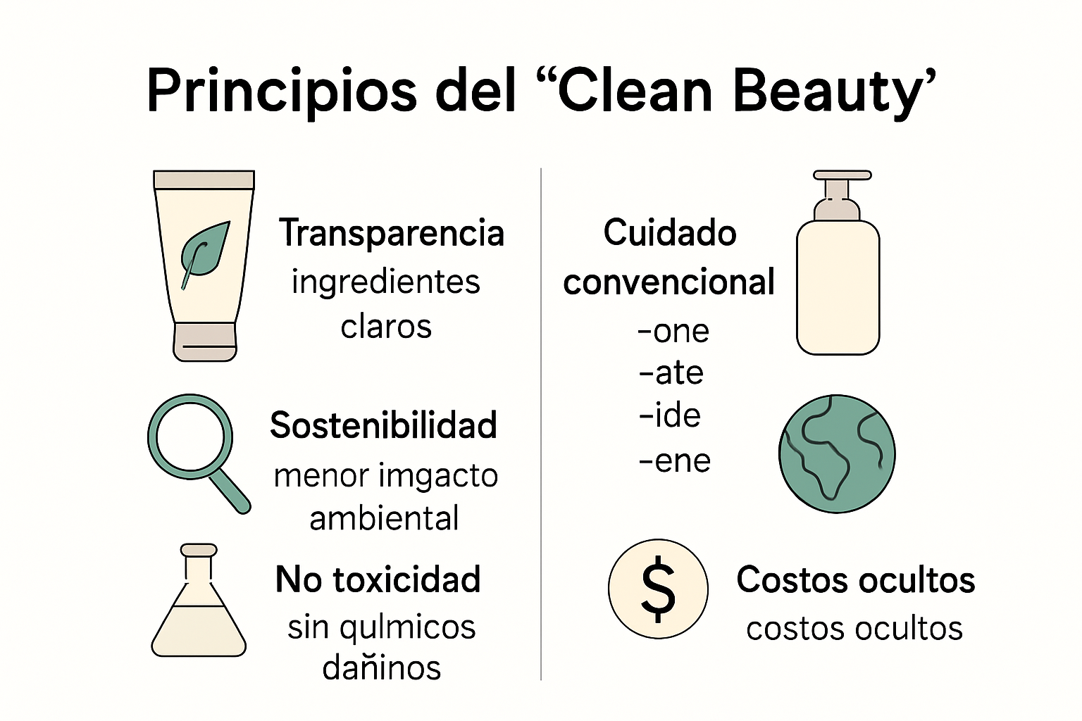 Infografía comparativa de clean beauty y cosméticos convencionales.