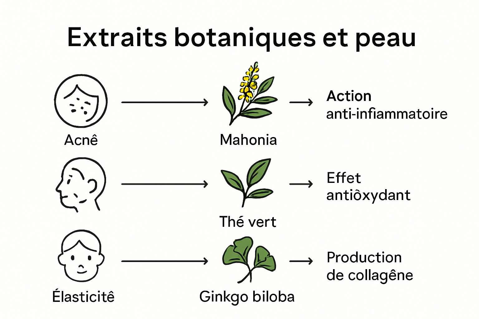 Infographic matching botanical plants to key skin benefits
