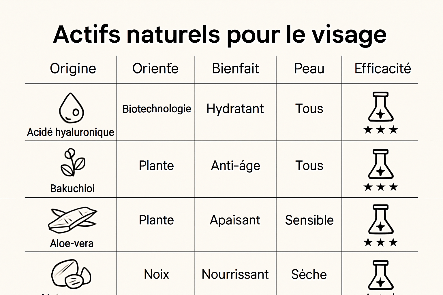 infographic comparing natural face care ingredients