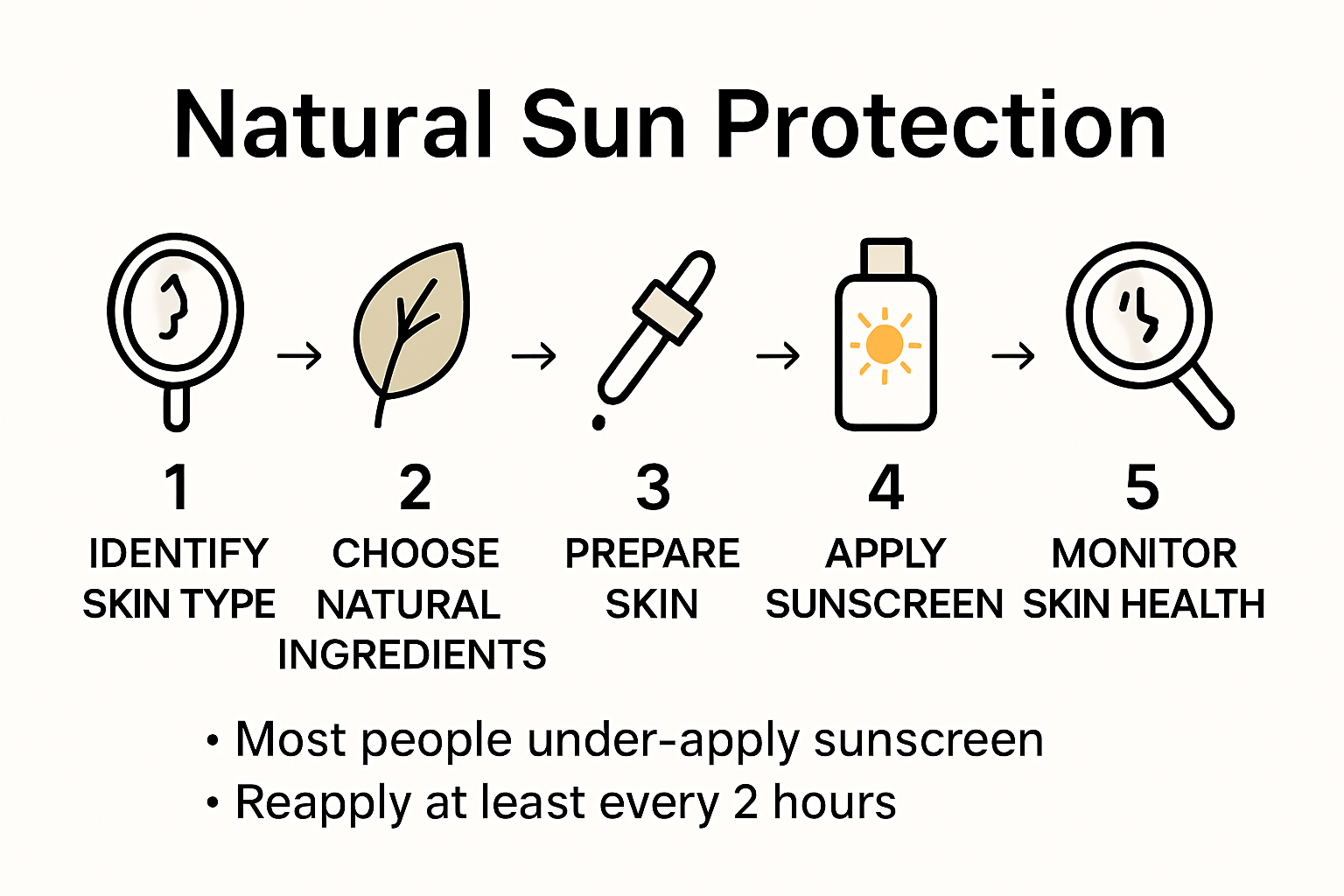 Infographic outlining five steps of natural sun protection