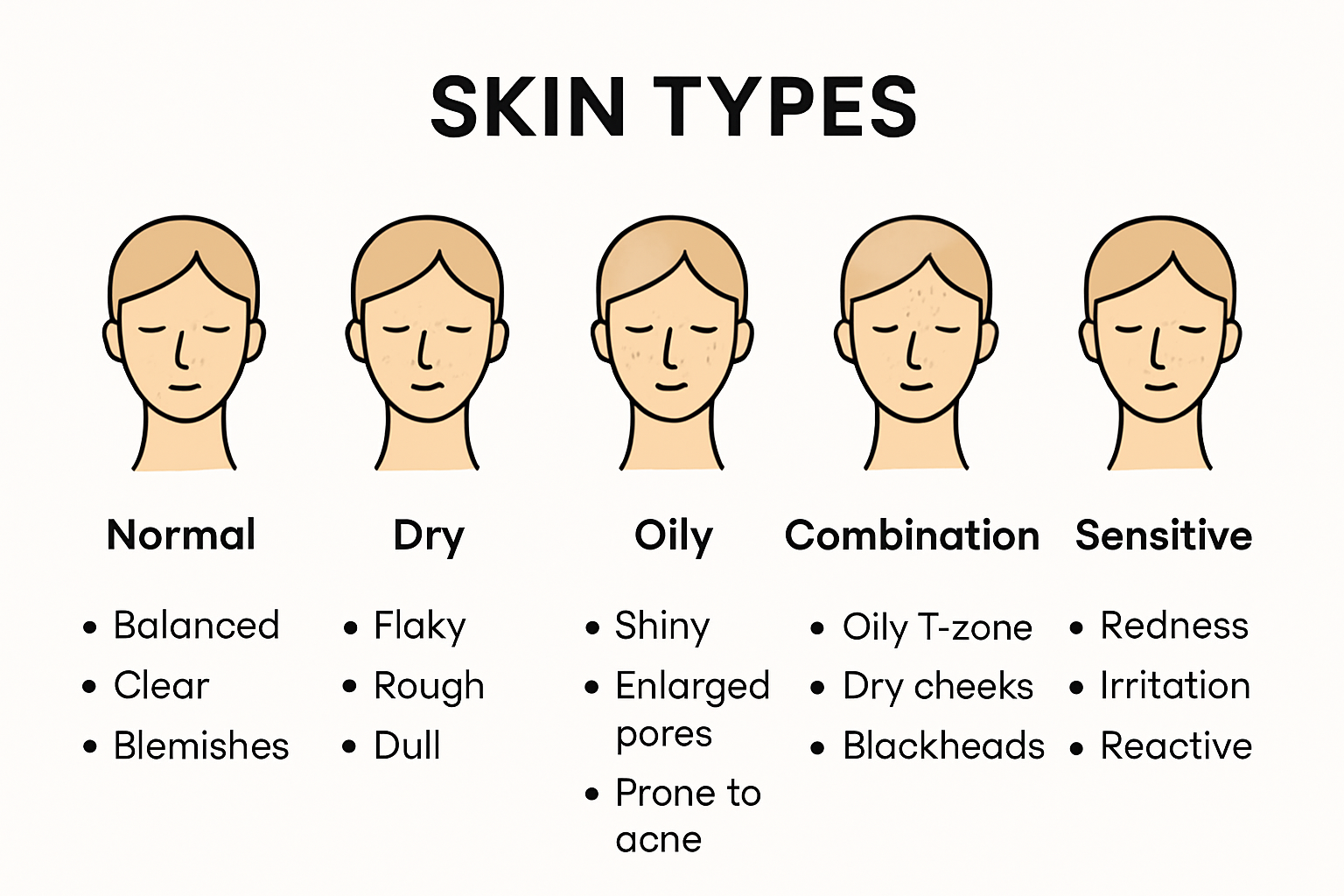 Skin type characteristics visual guide for skincare efficiency