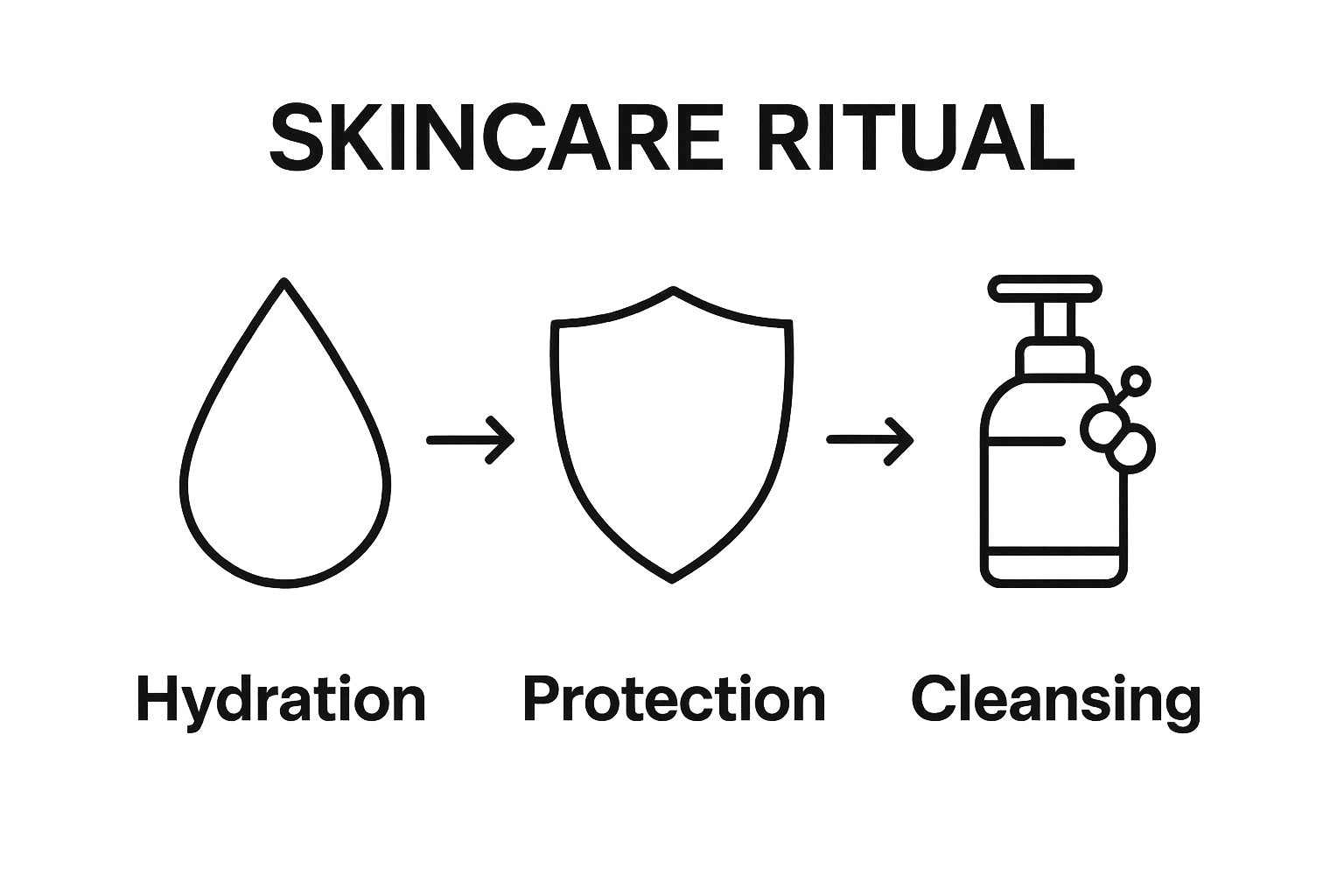 Hydration, protection, and cleansing icon comparison