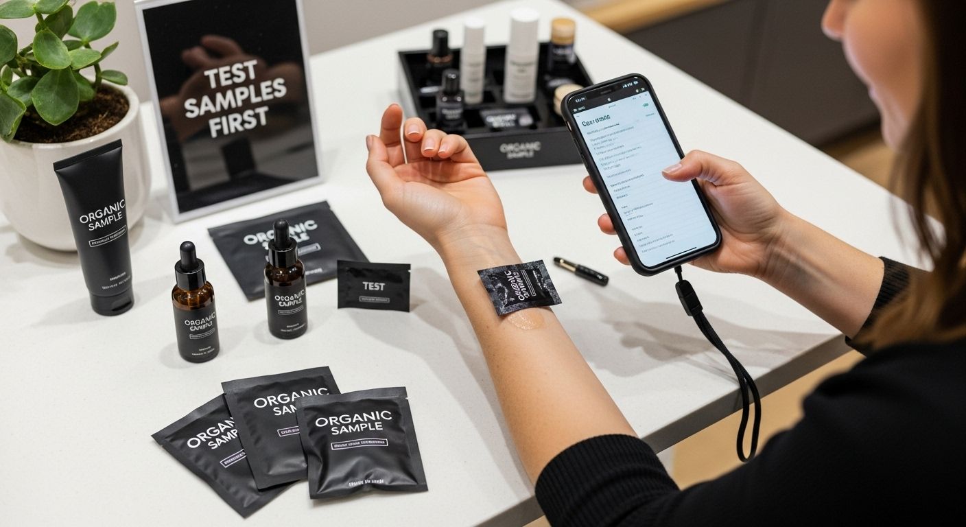 testing organic skincare samples