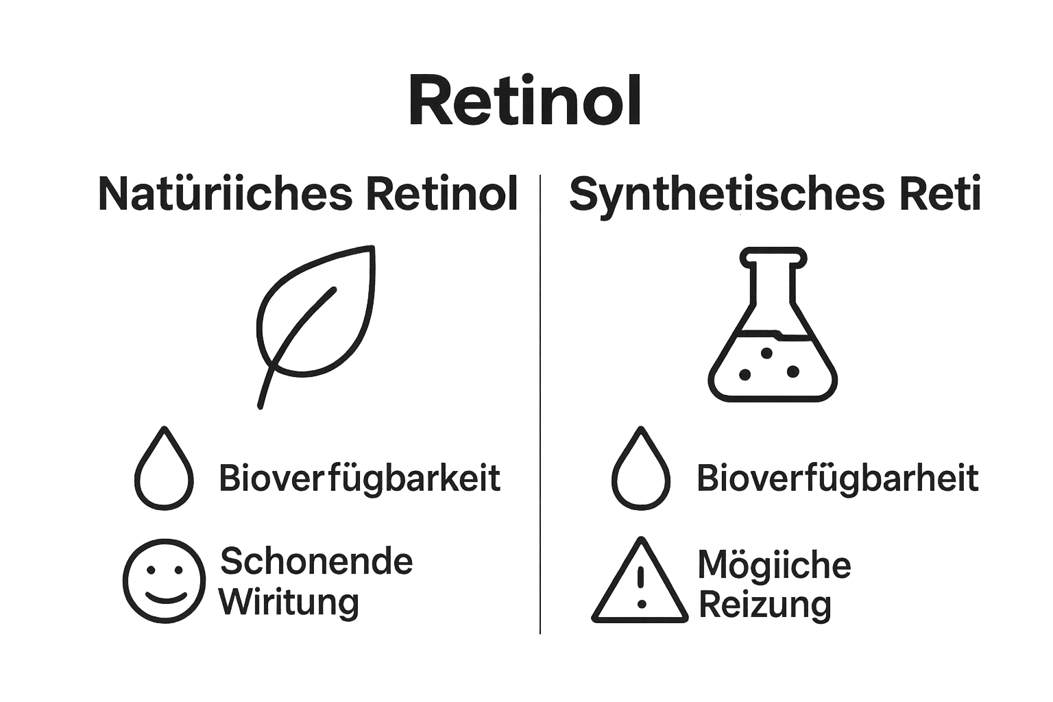 Visual comparison natural vs. synthetic retinol icons