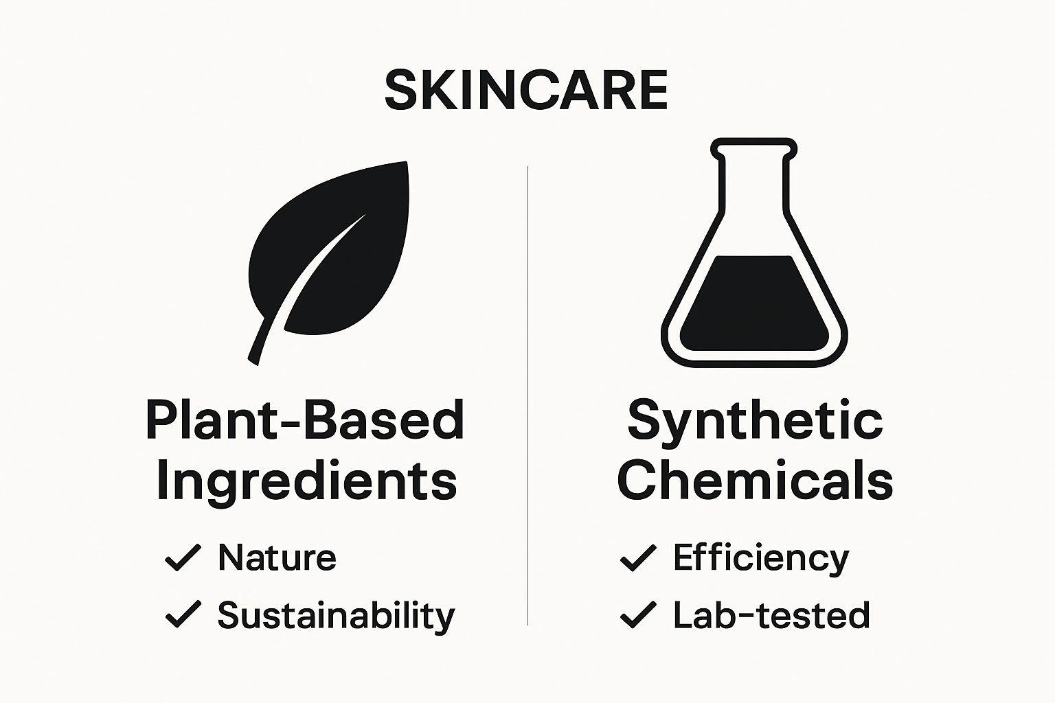 infographic comparing plant-based and synthetic skincare ingredients