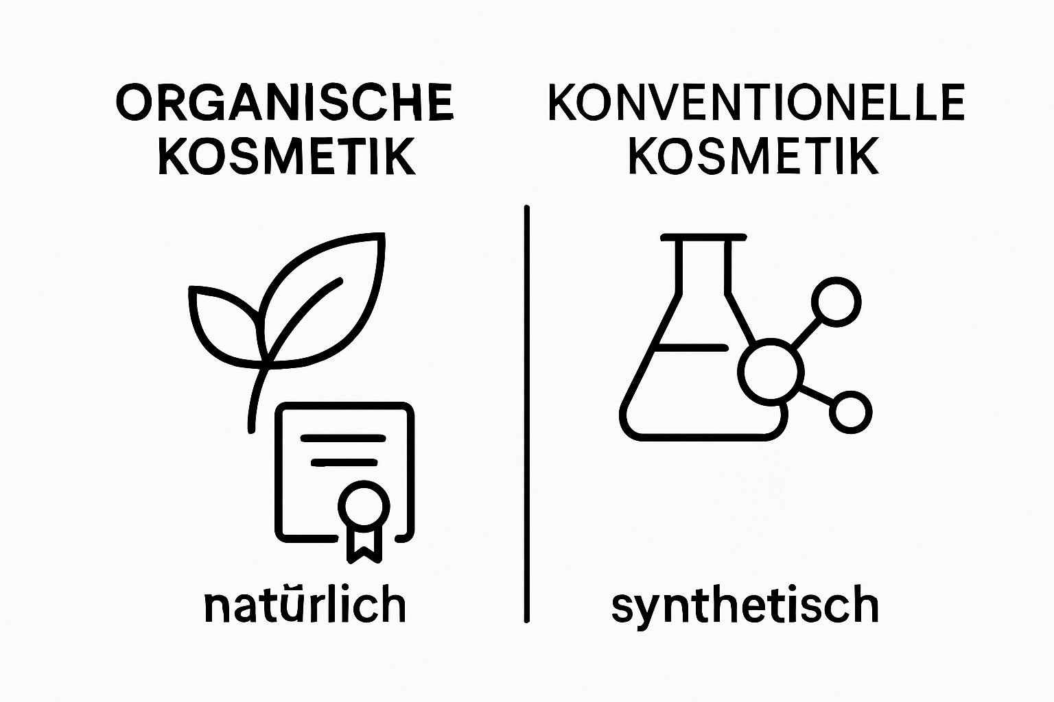Vergleich grafisch: Organische versus konventionelle Kosmetik