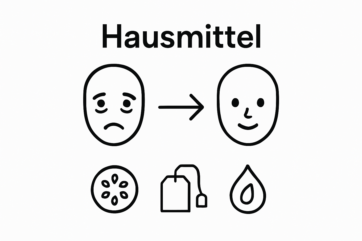 Infografik zeigt Vorher-Nachher-Effekt von Hausmitteln gegen Augenringe