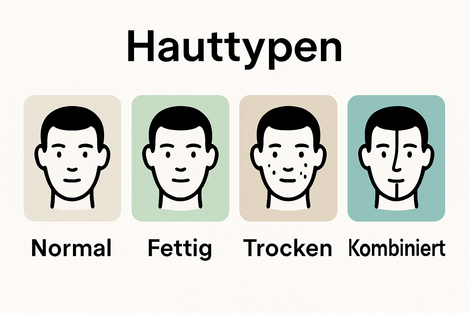Infographic showing four male skin type icons side by side