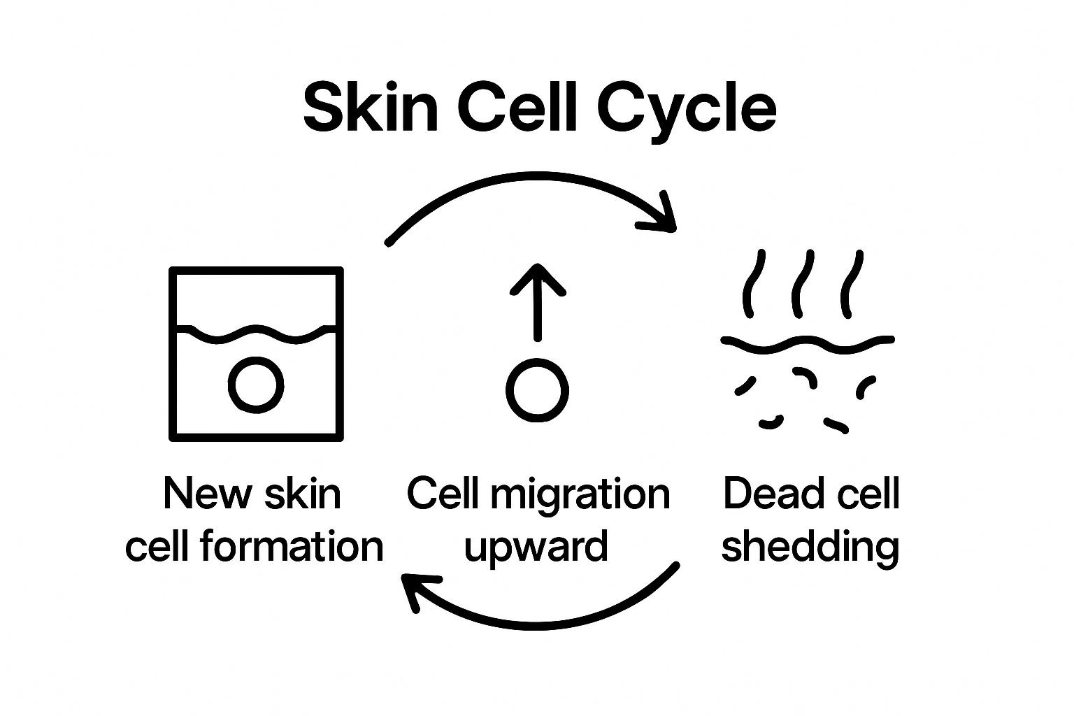 Infographic of three stages in the skincare cell renewal cycle