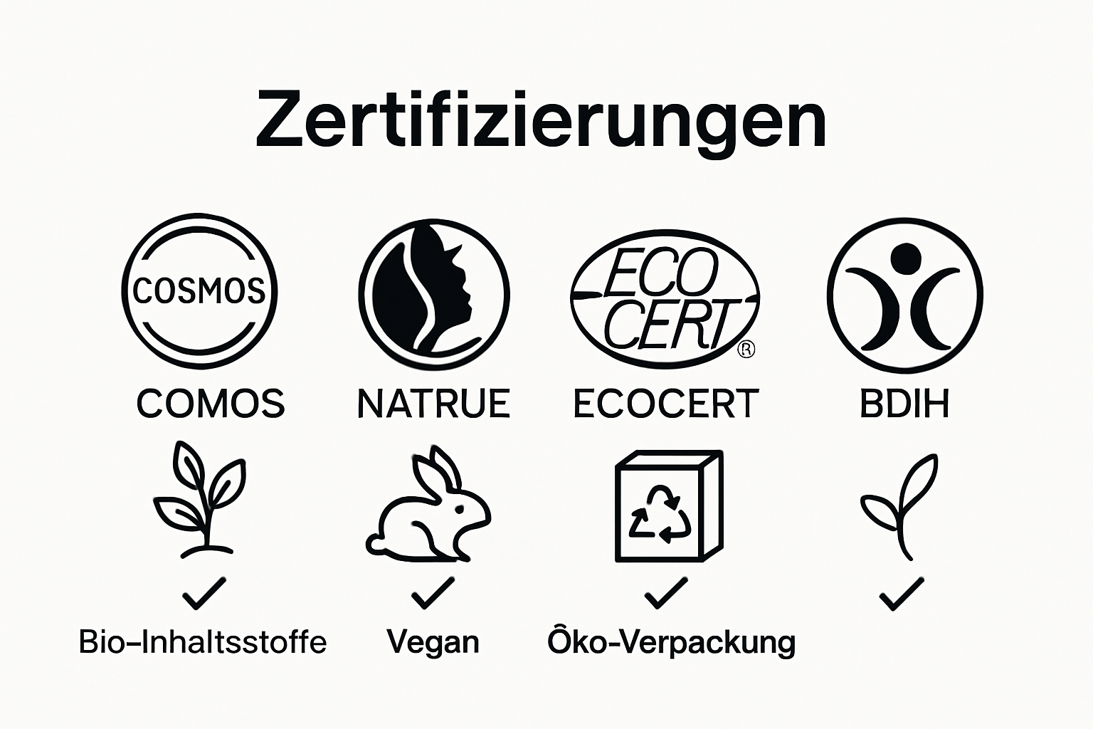Vergleich Clean Beauty Siegel: COSMOS, NATRUE, ECOCERT, BDIH