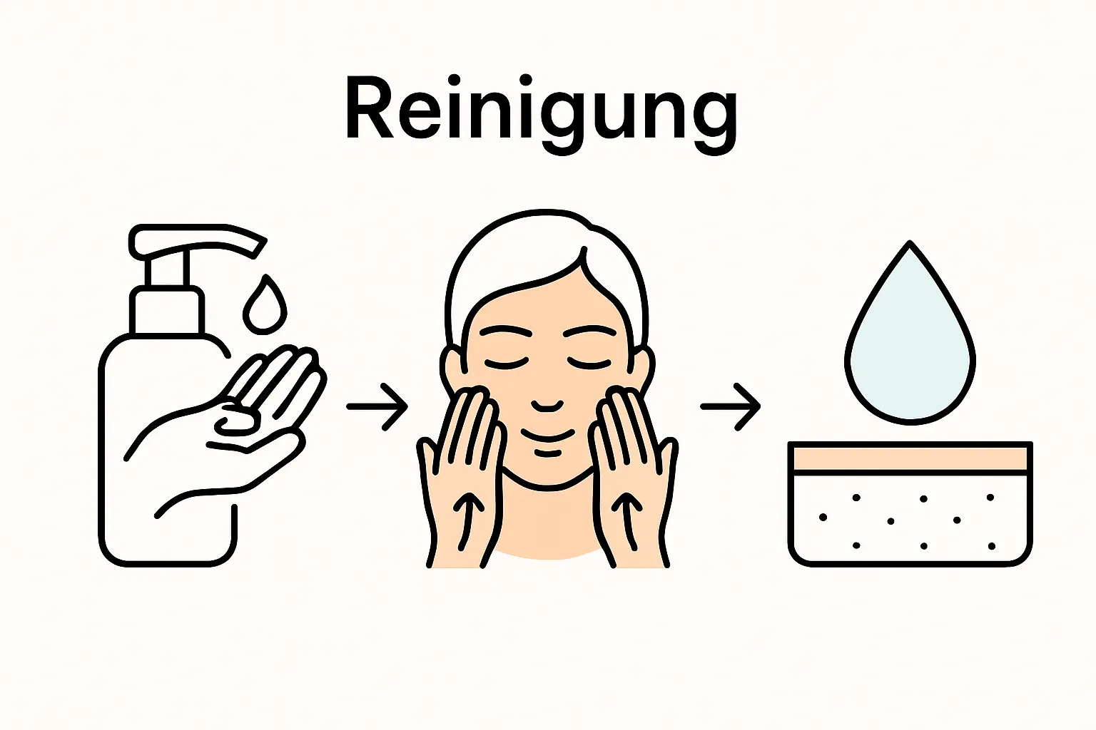 Step-by-step sensitive skin cleansing visual sequence