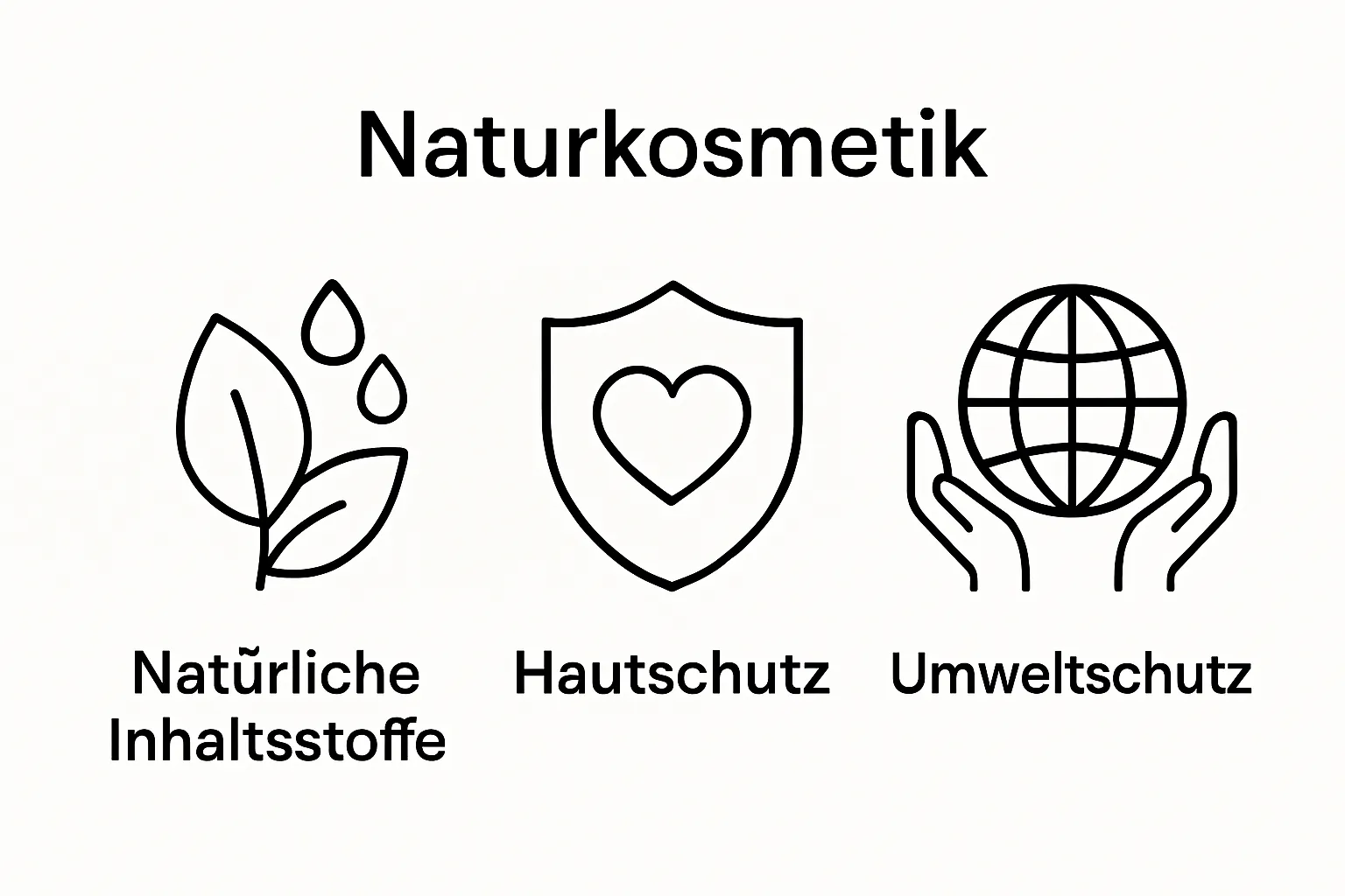Infografik zeigt Vorteile: Pflanzenblatt, Hautschutzschild, Globus.