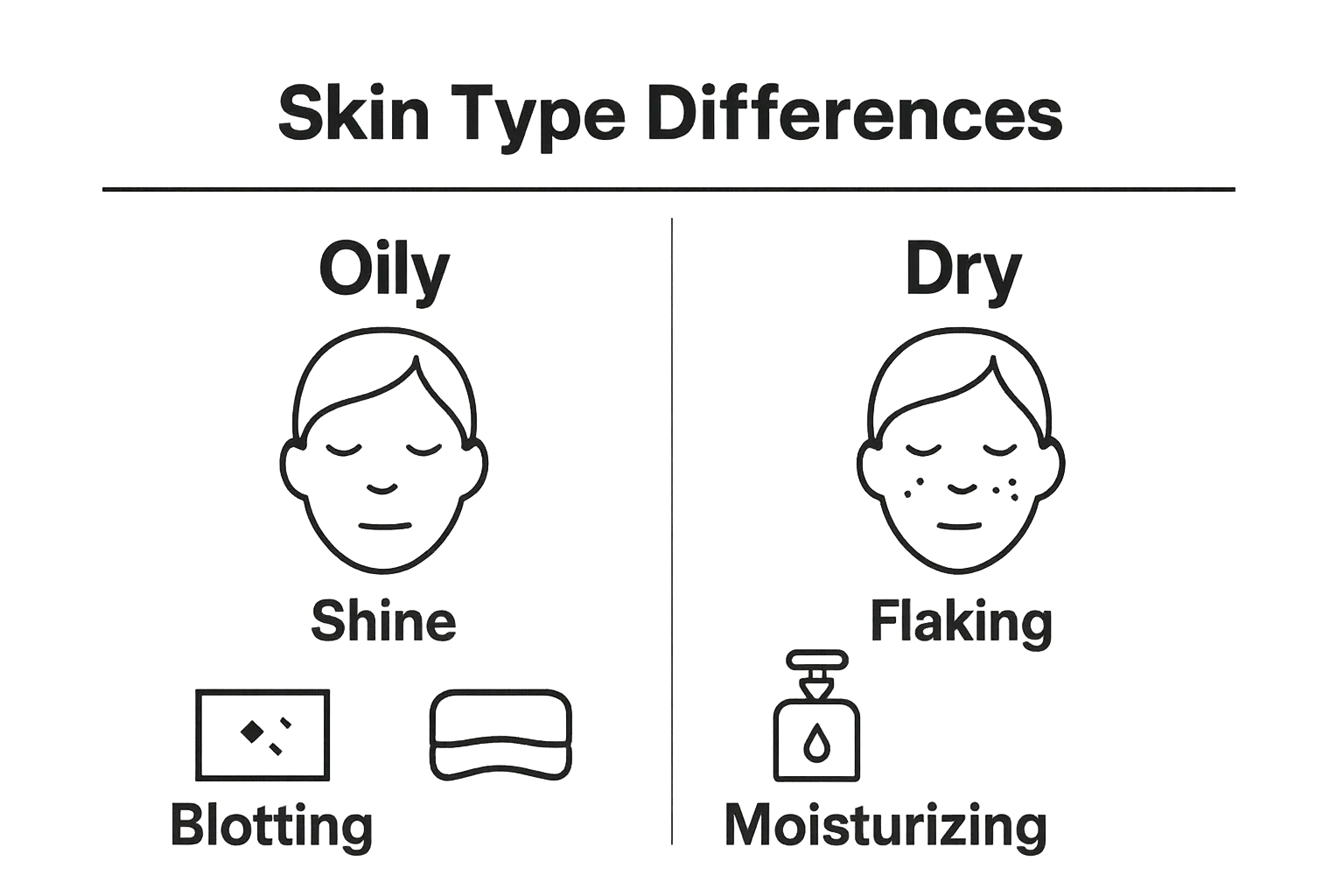Infographic comparing oily versus dry skin signs