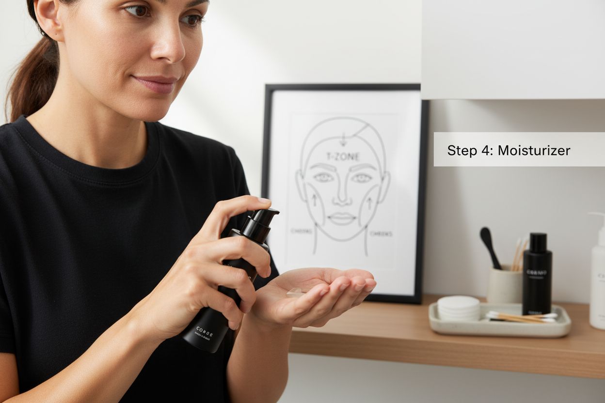 applicazione della crema idratante per pelle mista