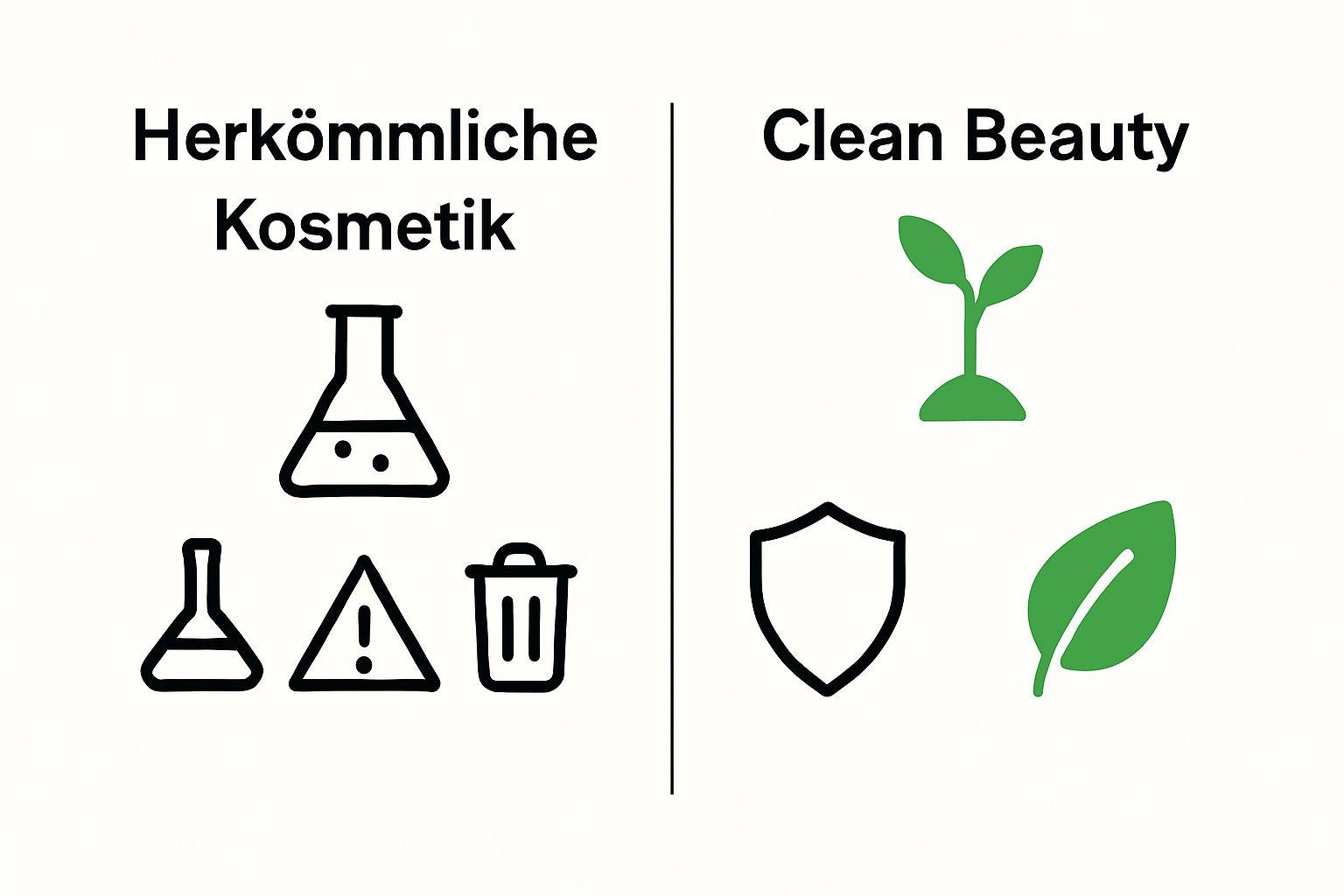Visual comparison between Clean Beauty and conventional cosmetics