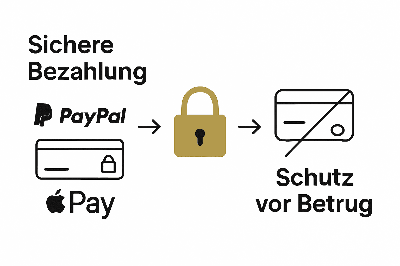 Infografik zeigt sichere Zahlungsmethoden und Datenschutz beim Online-Schmuckkauf.