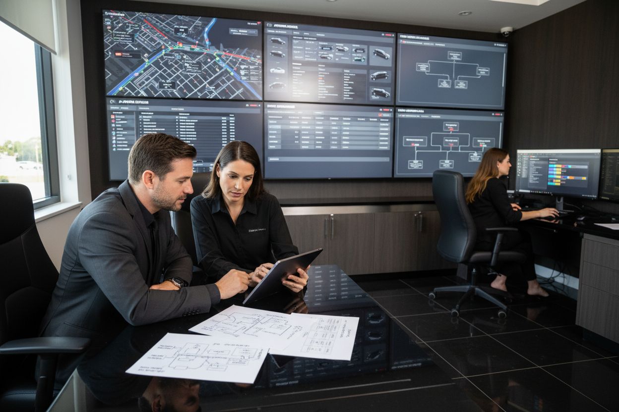 Limo dispatch workflow illustrating approval steps