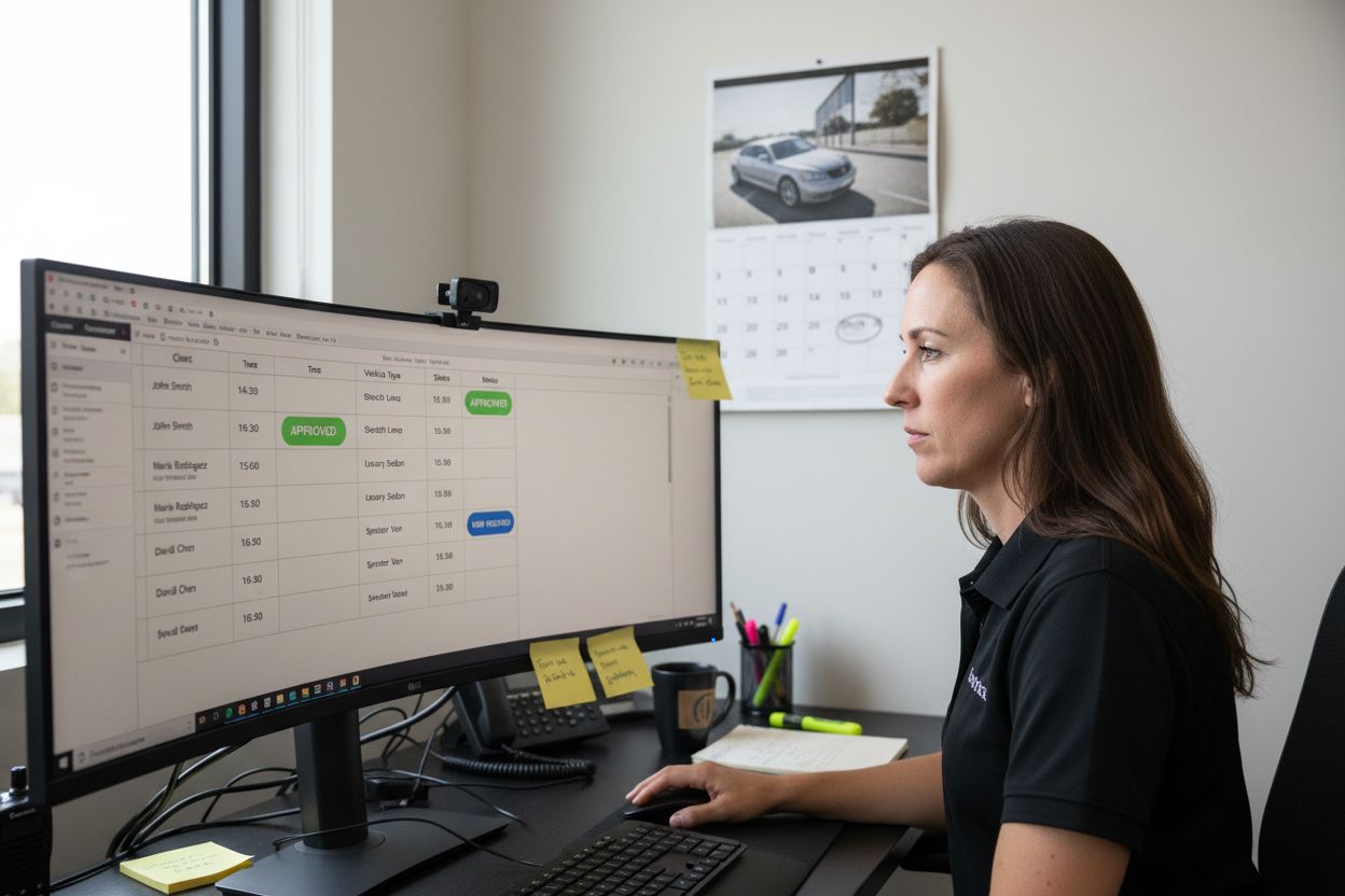 Example dashboard for limo booking review workflow