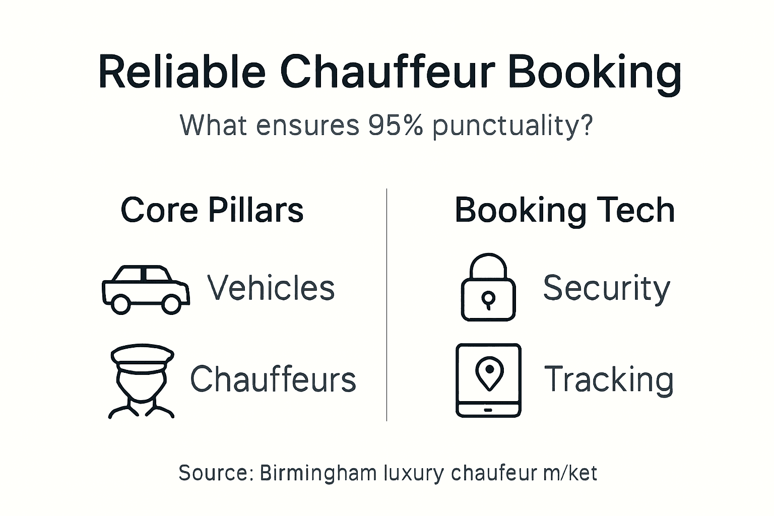 Infographic showing reliable chauffeur booking pillars