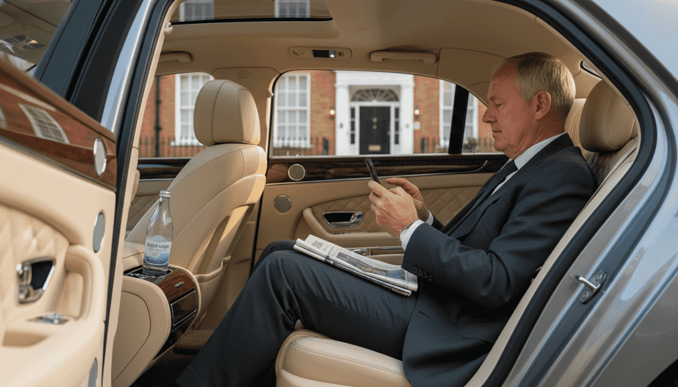 Bentley Flying Spur interior with client relaxing