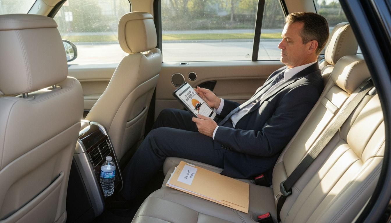 Executive in Range Rover SUV interior Orlando