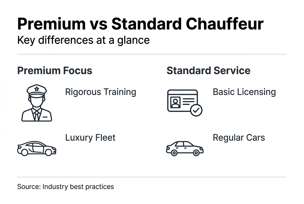 Infographic comparing premium and standard chauffeurs