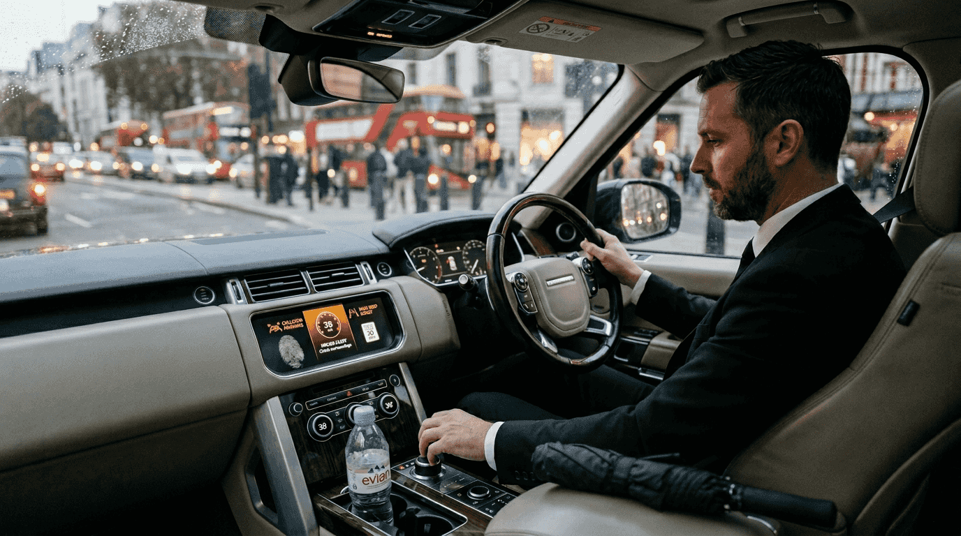 Chauffeur checks safety tech in luxury SUV
