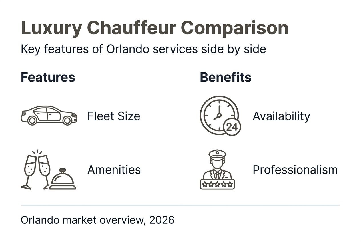 Infographic comparing Orlando luxury chauffeur features