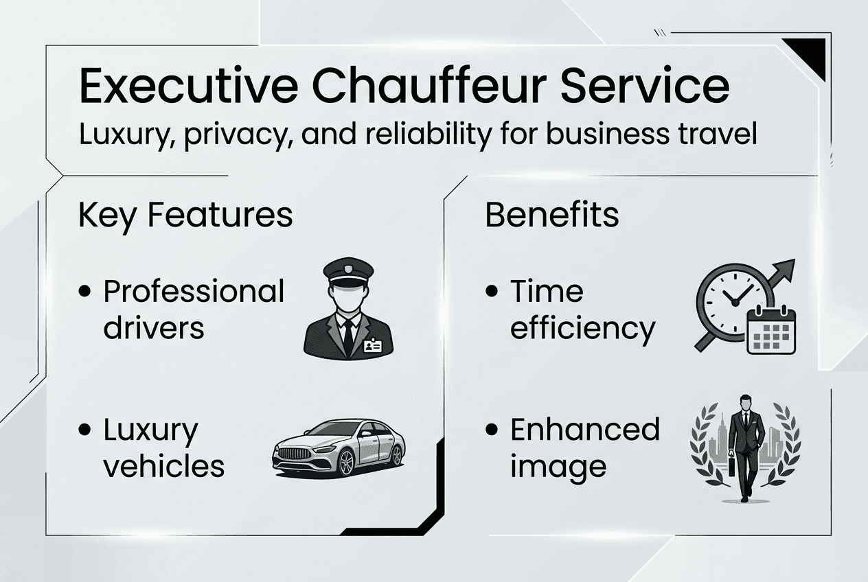 Infographic showing executive chauffeur service benefits