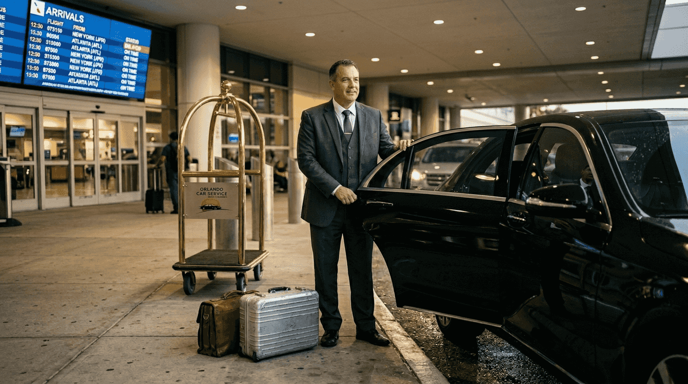 Chauffeur at Orlando airport luxury service curb
