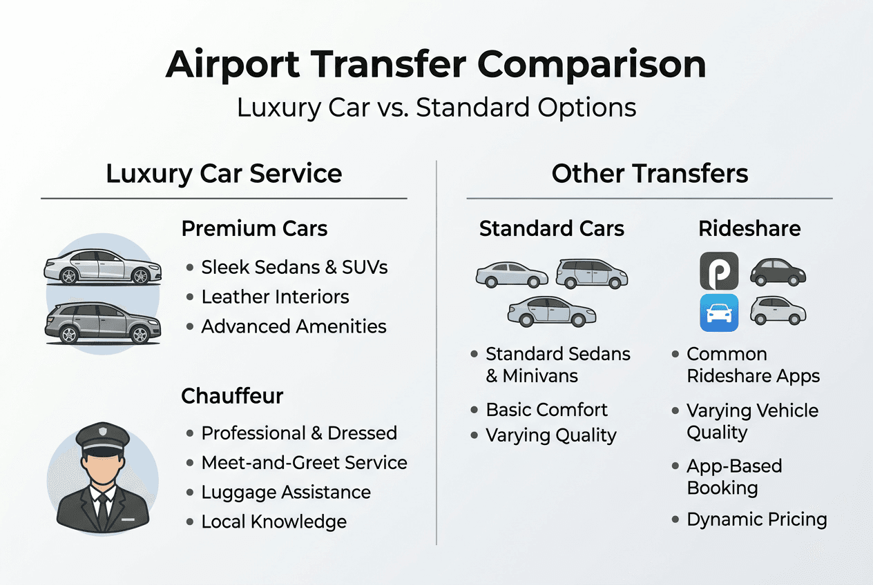 Infographic comparing luxury and standard transfer services