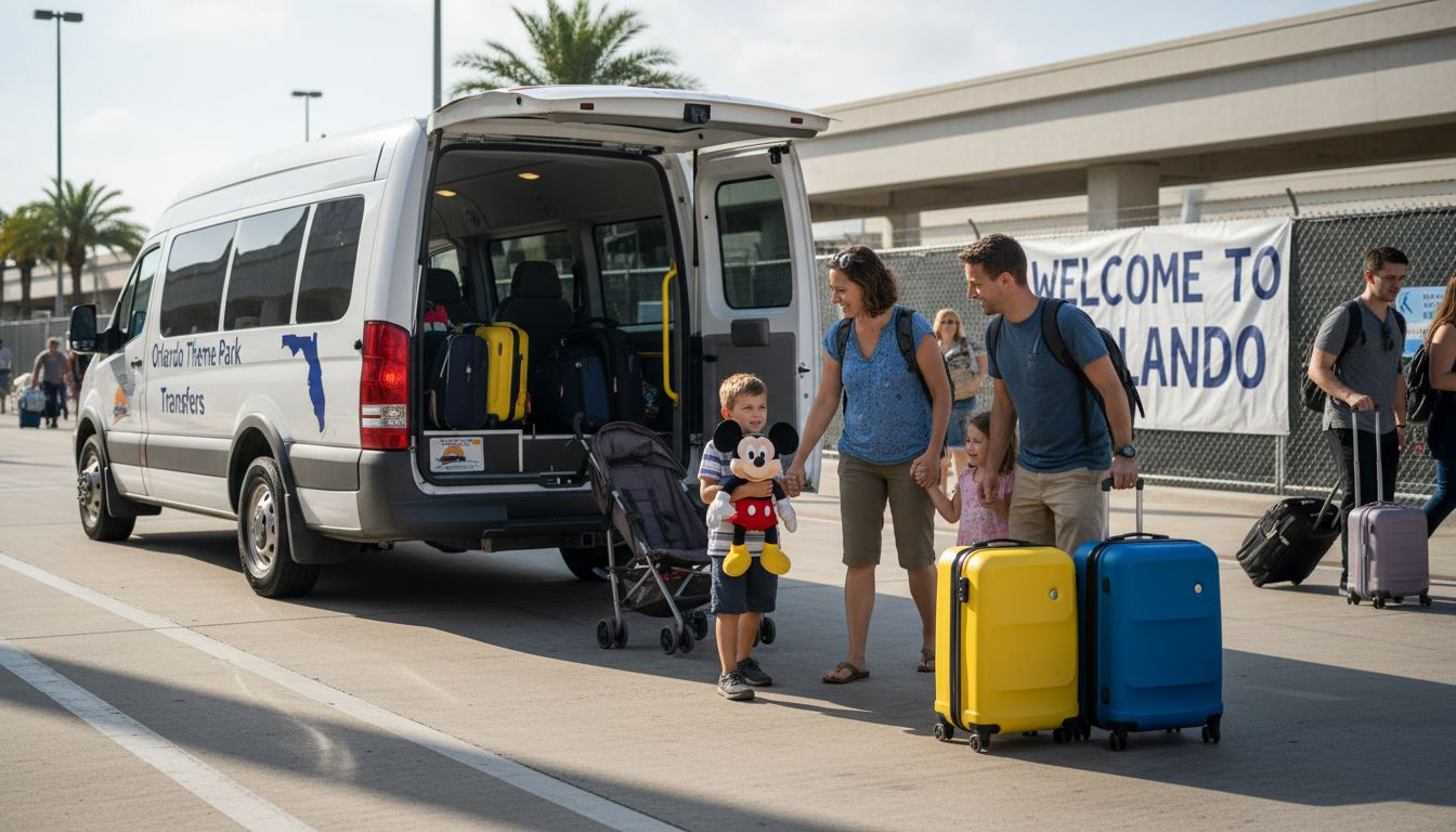 Family loading luggage into Orlando shuttle van