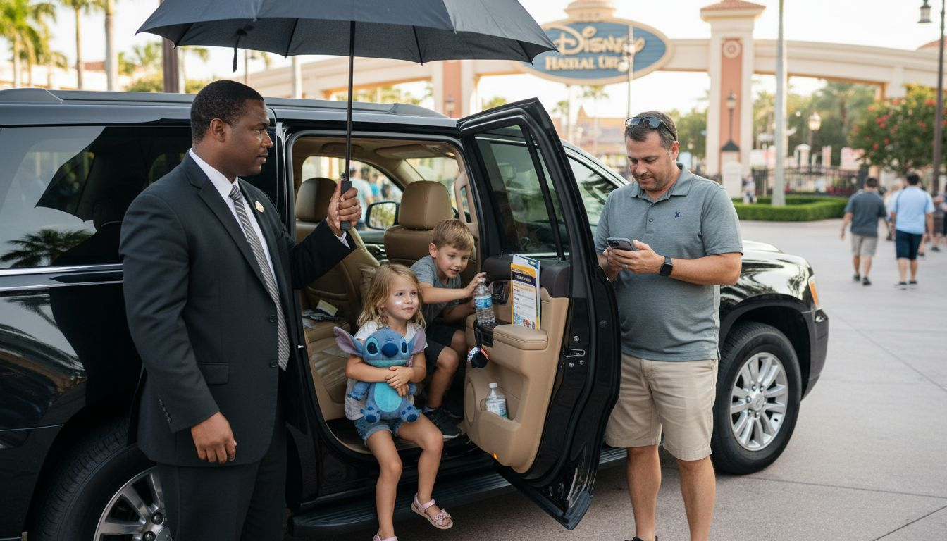 Chauffeur assists family with luxury SUV transfer