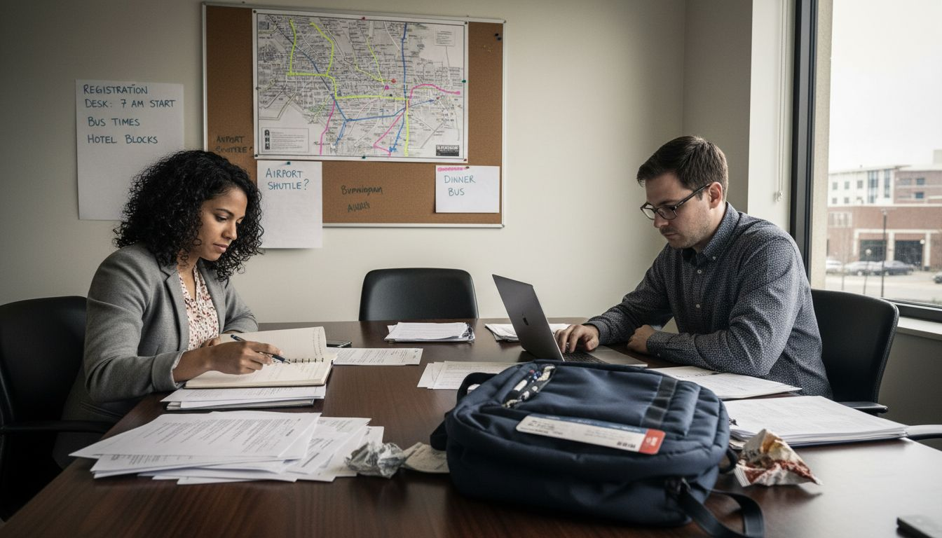 Conference planners organizing chauffeur logistics