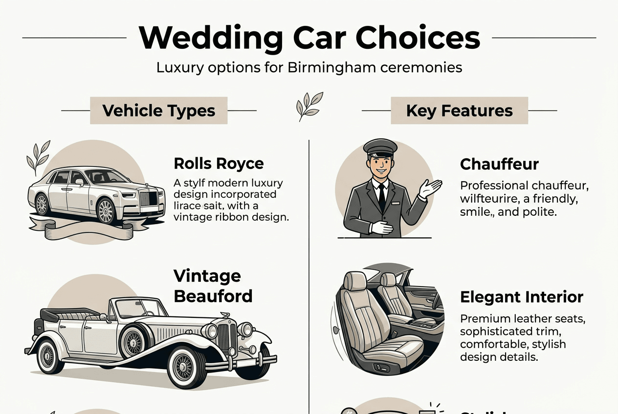 Luxury wedding car comparison infographic