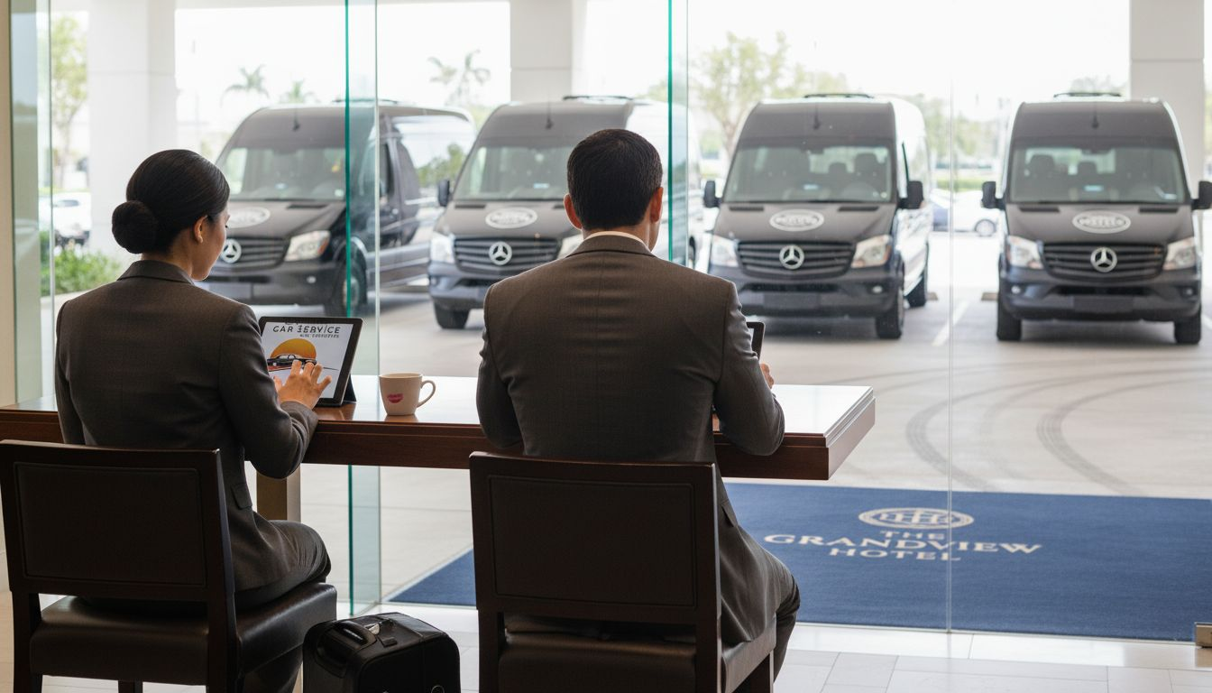Travelers comparing luxury shuttle options
