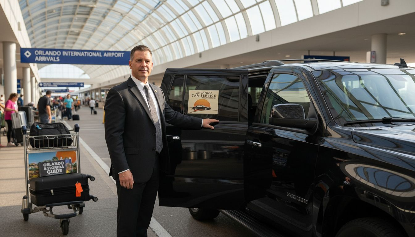 Chauffeur with luxury SUV at Orlando airport