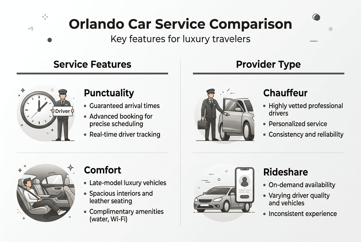Infographic comparing Orlando car service features