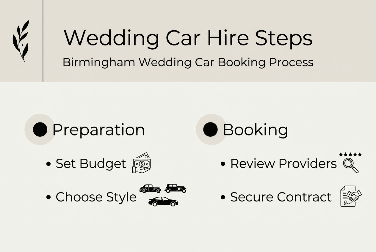 Infographic shows wedding car hire steps overview