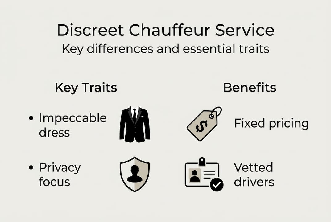 Infographic of discreet chauffeur traits and benefits