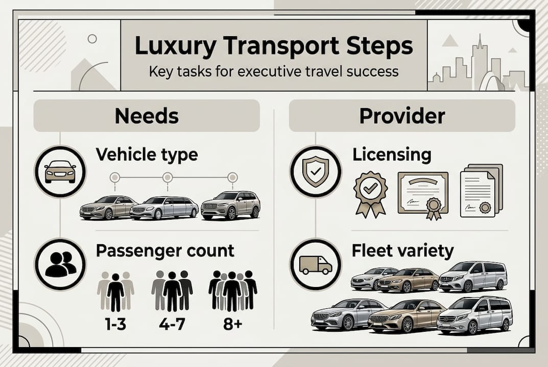 Infographic shows hiring steps for luxury transport