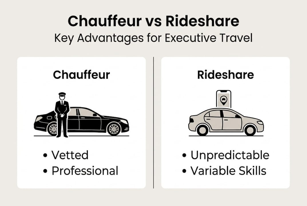 Infographic comparing chauffeur and rideshare services