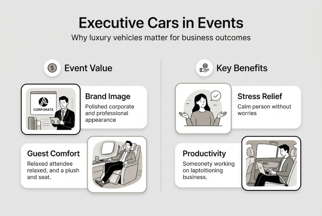 Infographic executive car event benefits overview