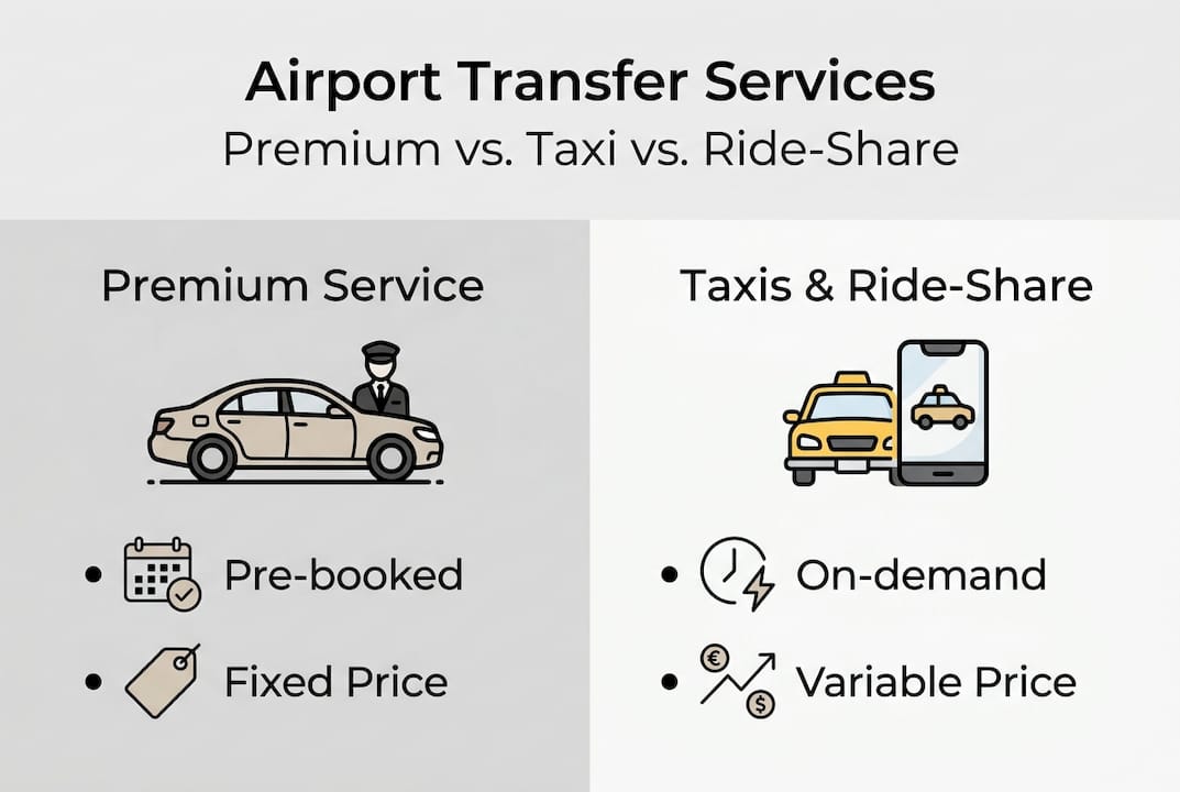 Infographic comparing premium transfer and taxi