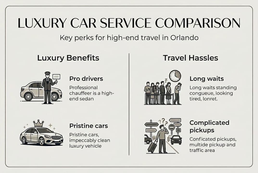 Infographic showing luxury car service perks