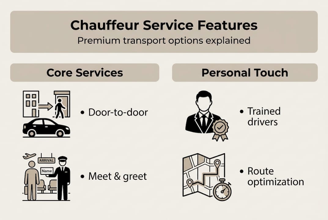 Infographic on chauffeur service core features
